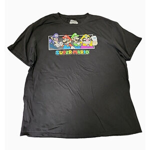 New Super Mario Bros‎ Black T-Shirt Adult Size XL With 3-D Printed Rings.